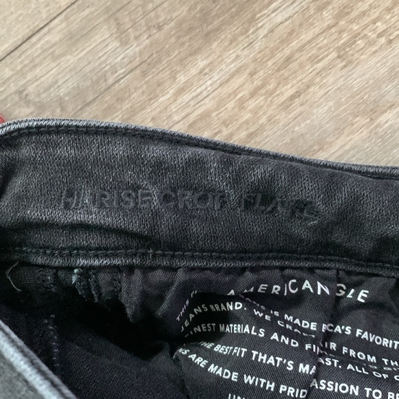 American Eagle Hi-Rise Cropped Flare Button Fly Distressed Hem Size 12 Regular - Picture 6 of 10